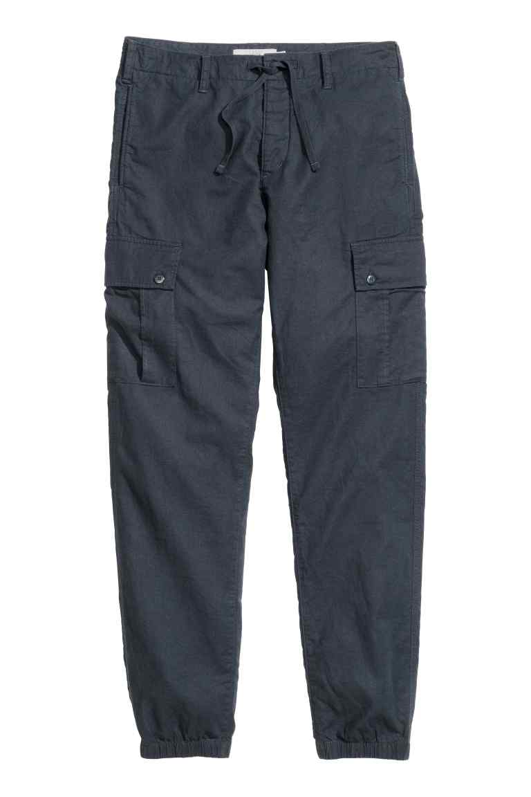 Linen-blend cargo trousers